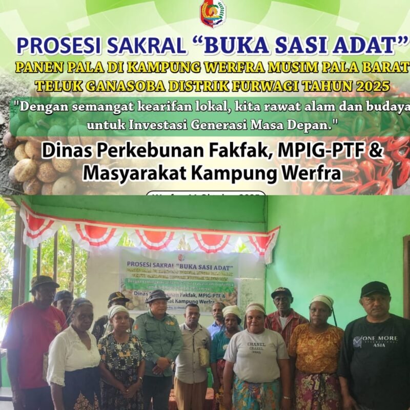 Foto. Prosesi Buka Sasi Kerakera digelar masyarakat Teluk Ganasoba di Kampung Werfra, Distrik Furwagi.