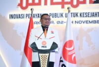 Foto. Ketua DPP PKS Bidang Pelatihan dan Pengembangan Kepemimpinan Partai, Muhammad Iqbal dihadapan 1.500 peserta Bimteknas.